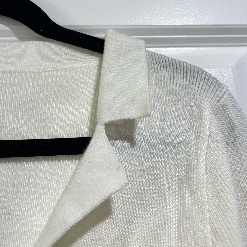 J. Crew Ivory Ribbed V-Neck Top - Picture 4 of 7